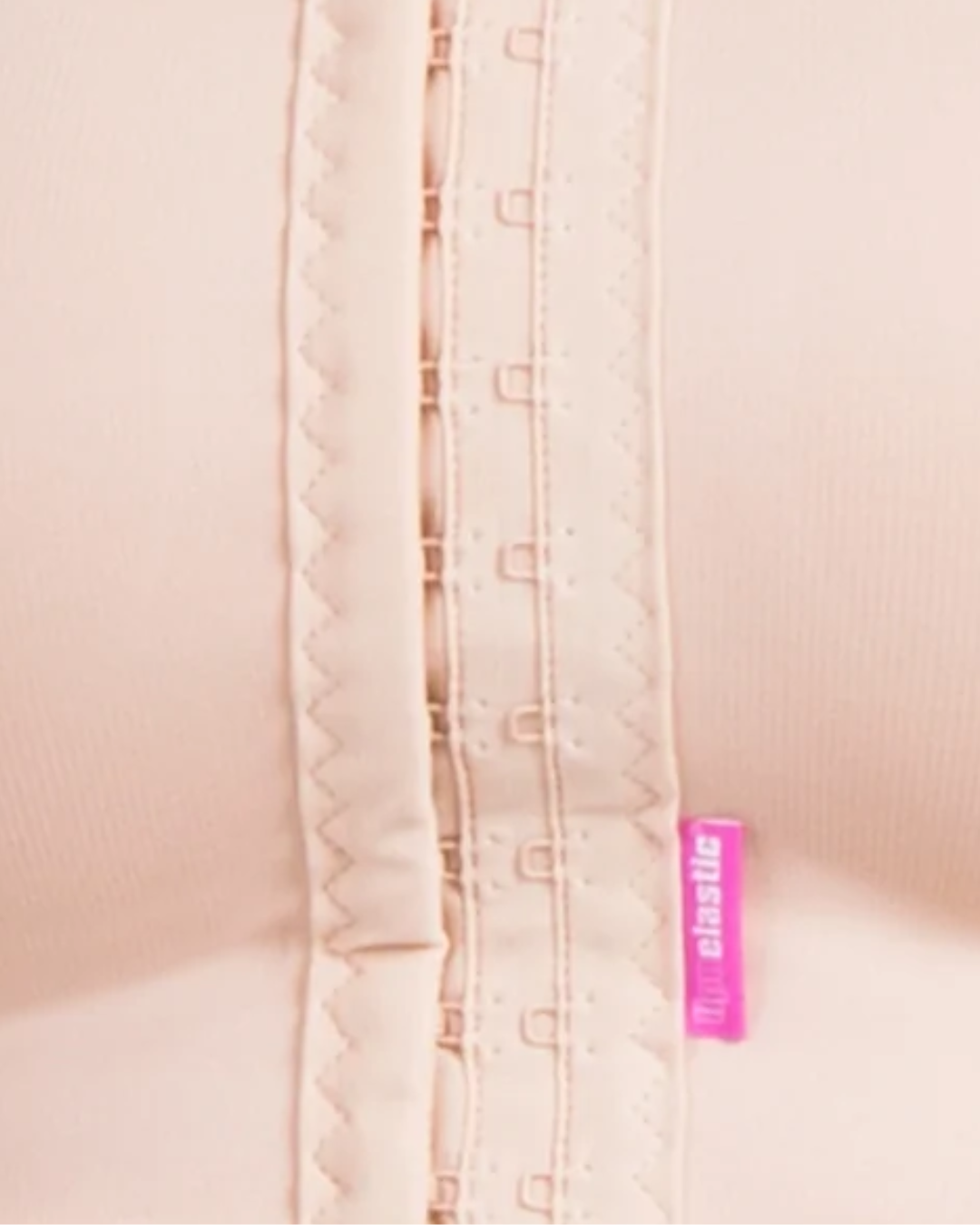 close up of pi Plus hook and eye front opening