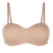 The Amoena Barbara is a strapless post-surgery bra with bi-lateral pockets for breast forms or prostheses. It offers versatile styling with multi-way straps and molded padded cups for a smooth silhouette and underwire support.