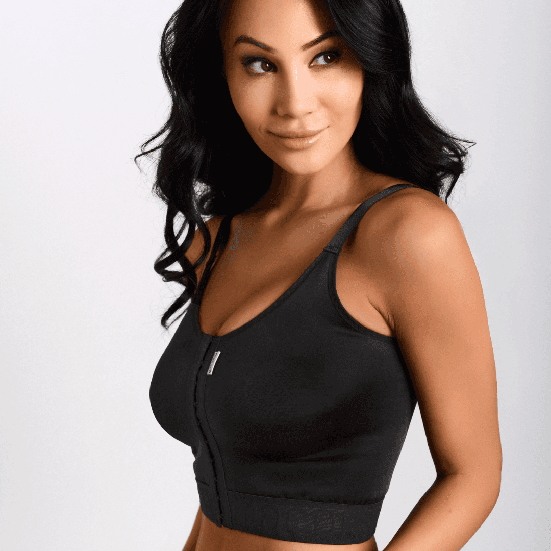 Macom Medical Ultimate front fastening post surgical bra bra in black