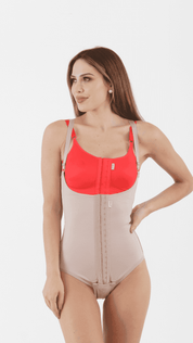 Image of lady wearing the Macom High Back Girdle post surgery compression garment
