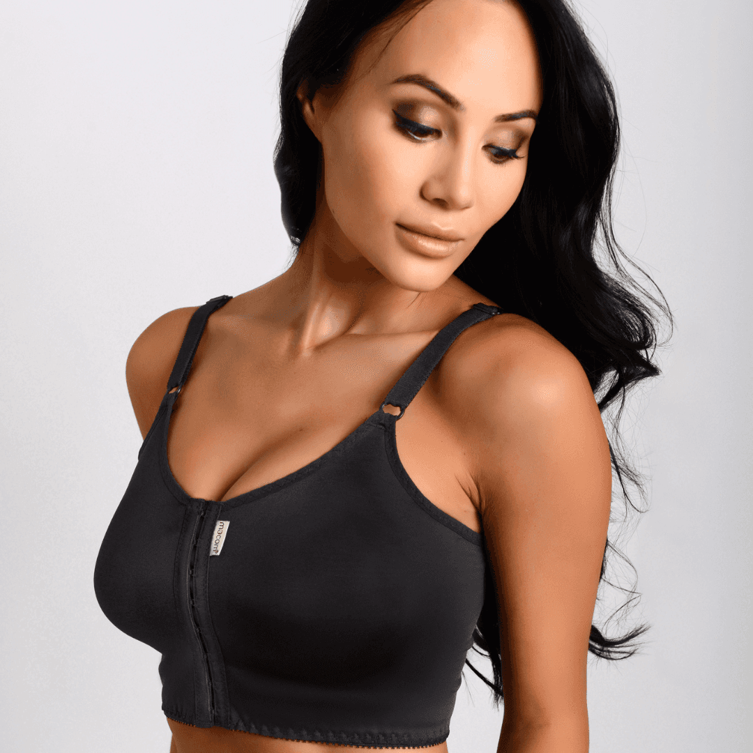 Macom black signature bra suitable for most breast surgeries including breast augmentation, breast reduction and uplift