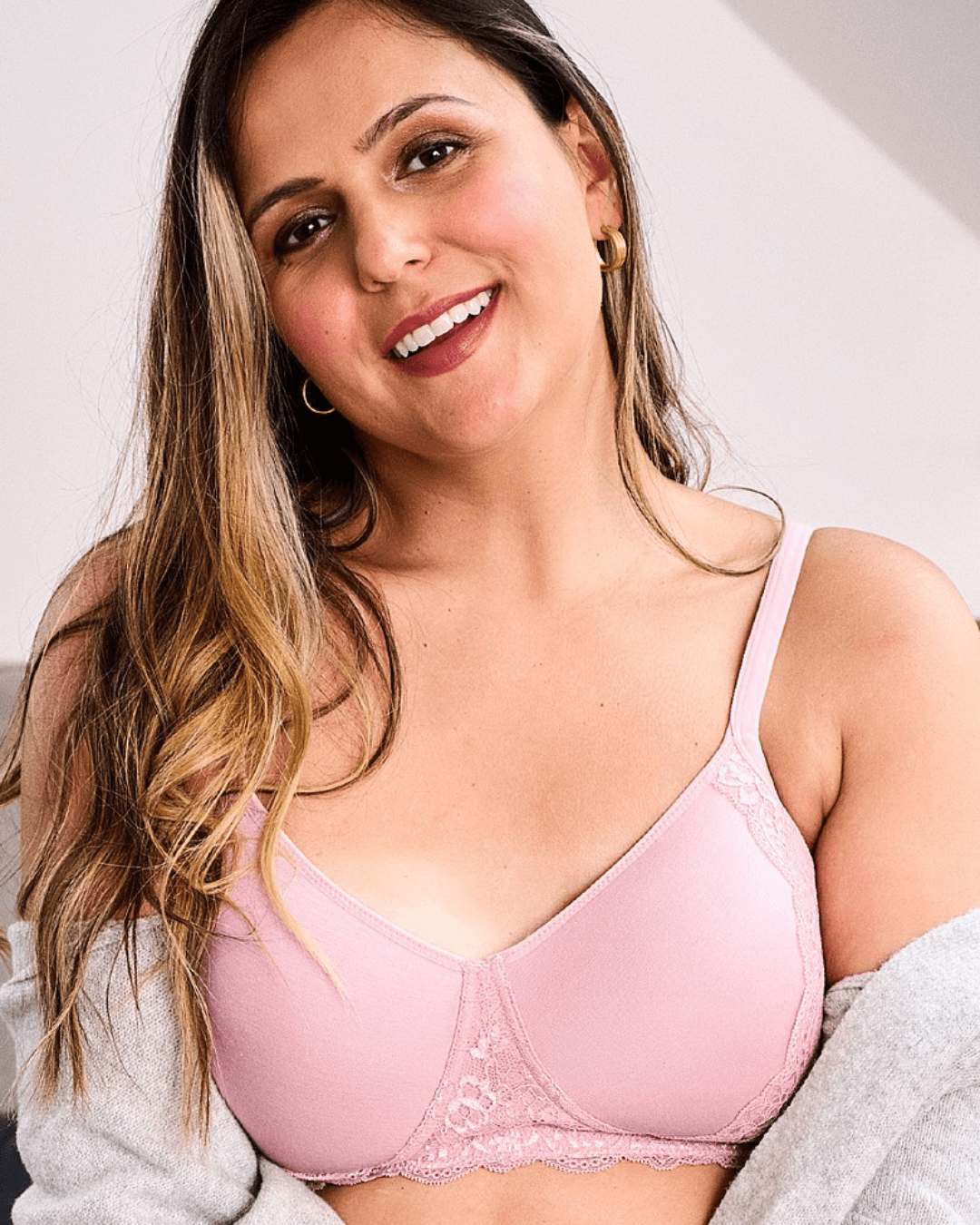 Picture of nicola jane post mastectomy bra, Orla pink non wired  t shirt bra 