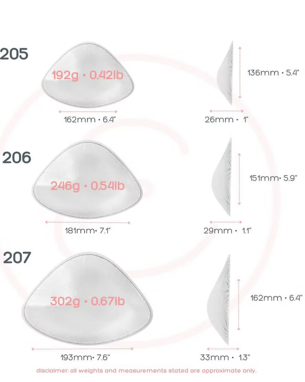 evenly bra balancer 205-207 dimensions 1-2 cup size difference 