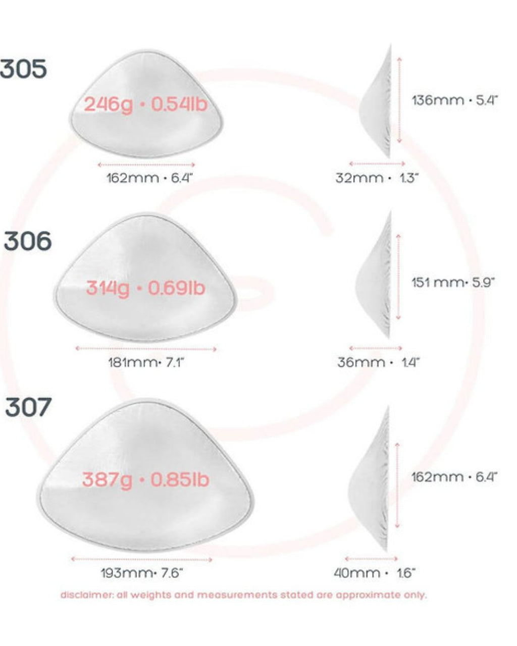 image showing the dimensions of the bra balancer 2-3 cup size
