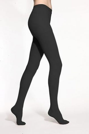 Black compression  tights worn by a person on a white background