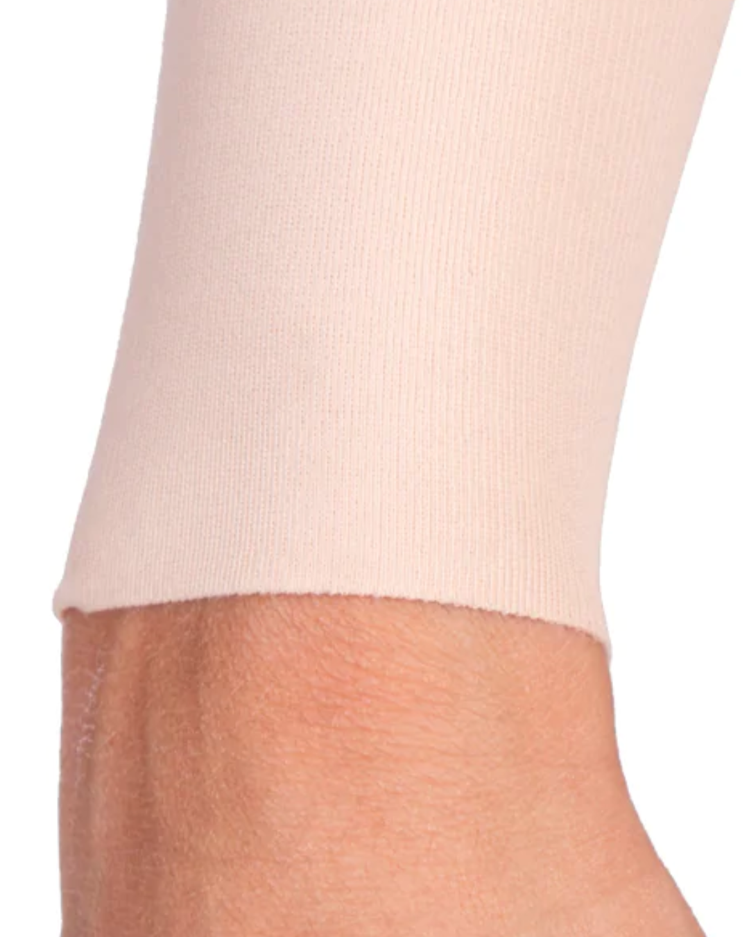 Lipoelastic arm compression vest close up of sleeve to show the rib material 