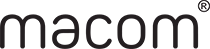 Macom medical  logo in black on a white background