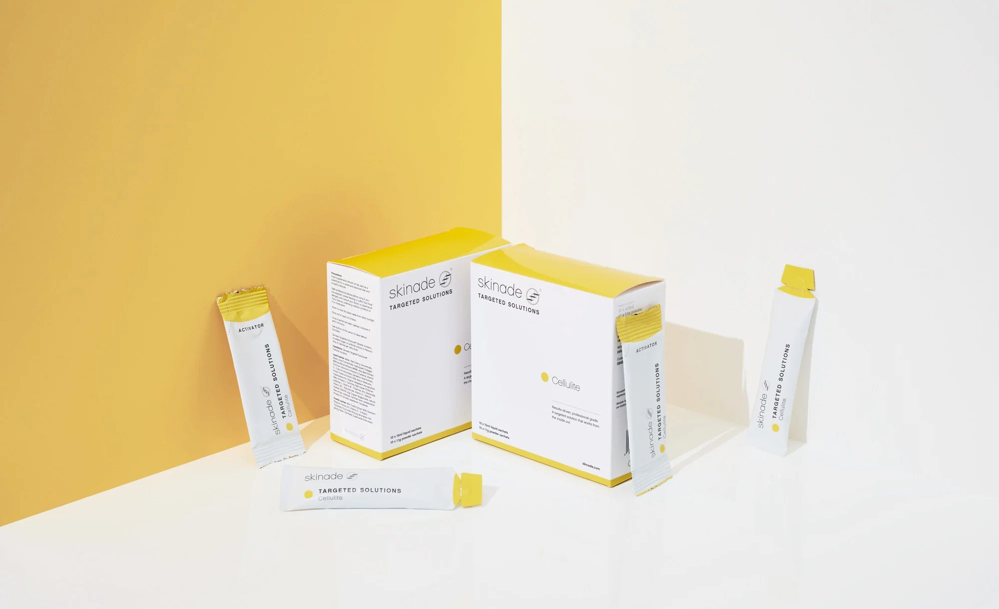 skinade targeted cellulite boxes and sachets