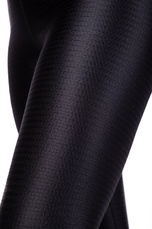 close up of the flow leggings showing the micromassage fabric 