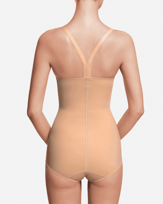 Image of Recova tummy tuck female supporter with adjustable fasteners and double skin reinforcements. This compression garment offers optimal support and comfort for tummy tucks, C-sections, and abdominal liposuction procedures. 
