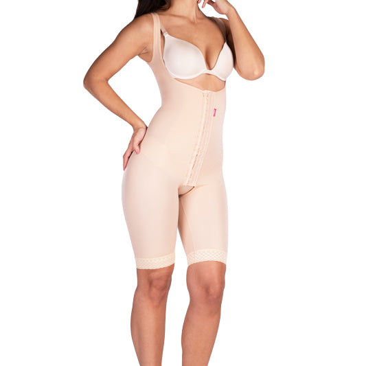 image of woman wearing the lipoelastic vf body variant, tummy tuck garment and suitable for liposuction 