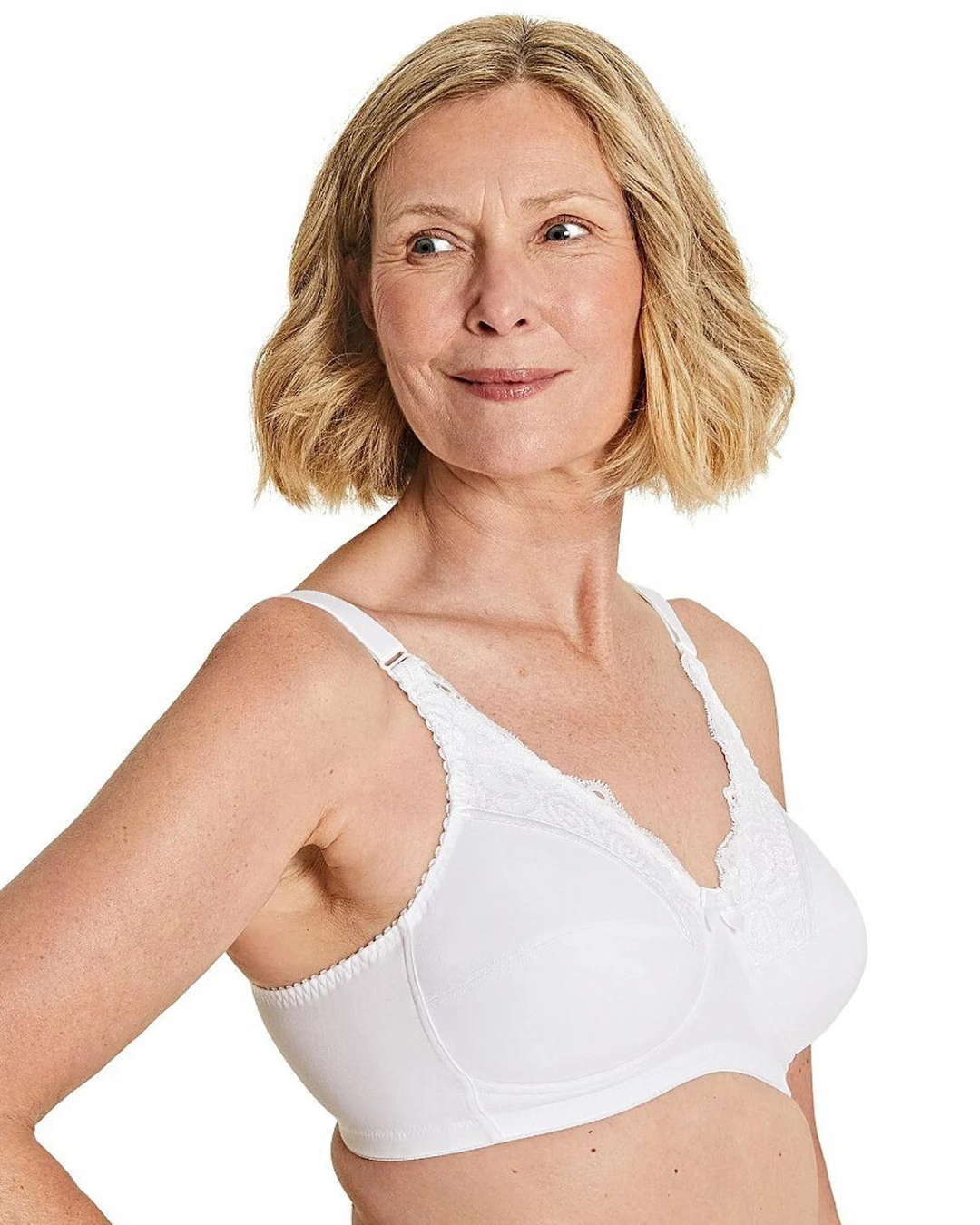 Royce Jasmine soft cup bra pocketed and non wired in white with lace detailing