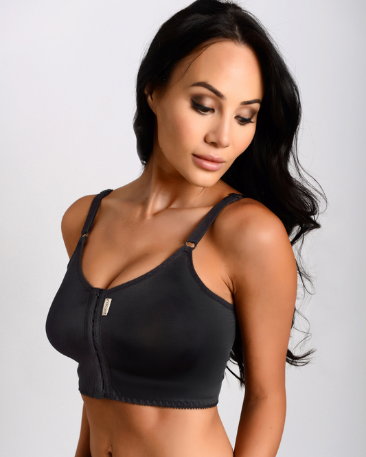 Macom black signature bra suitable for most breast surgeries including breast augmentation, breast reduction and uplift 