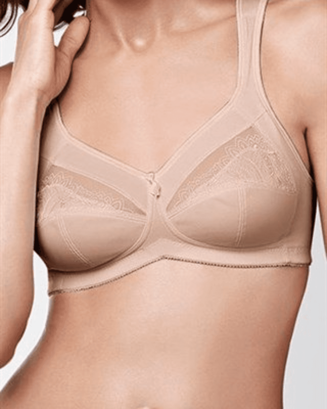 Image of the Amoena Isadora Bra, a pocketed bra for post mastectomy. This mastectomy bra is designed to provide exceptional support and style. With bilateral pockets to hold breast forms or prostheses securely, it ensures a natural and balanced silhouette. The Isadora Bra features soft fabric, adjustable and padded straps for added comfort, and a seamless construction for a smooth fit. Experience confidence and elegance with the Amoena Isadora Bra, the perfect choice for post-mastectomy support.