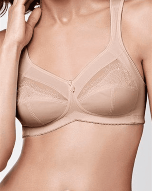 Image of the Amoena Isadora Bra, a pocketed bra for post mastectomy. This mastectomy bra is designed to provide exceptional support and style. With bilateral pockets to hold breast forms or prostheses securely, it ensures a natural and balanced silhouette. The Isadora Bra features soft fabric, adjustable and padded straps for added comfort, and a seamless construction for a smooth fit. Experience confidence and elegance with the Amoena Isadora Bra, the perfect choice for post-mastectomy support.