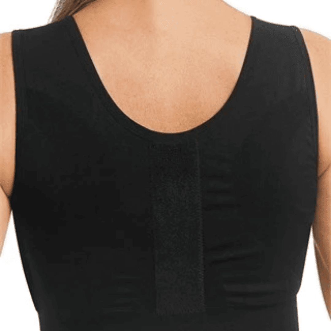image of the back of the Amoena Sina Seamless post surgery bra in black 