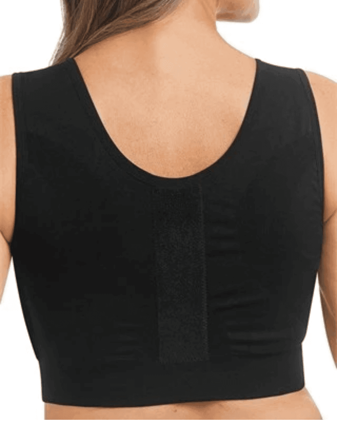 image of the back of the Amoena Sina Seamless post surgery bra in black 