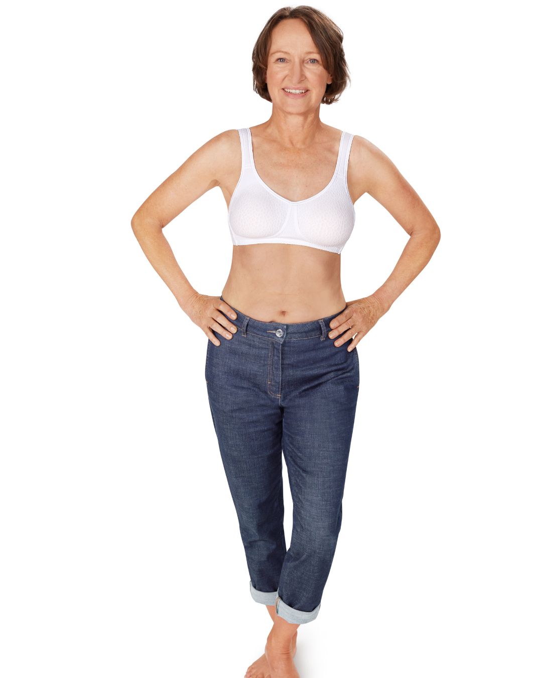 The Amoena Mona Bra is a popular choice with seamless, non-wired cups and bi-lateral pockets. Made with Meryl Microfibre for superior comfort and support. The straps are lightly padded and designed to be wider across the shoulders, reducing tension on the neck and shoulders. This bra is suitable for post-surgery wear and comes in white, black, and champagne colors. If your size is not available, please contact us for assistance. Discover the exceptional fit and comfort of the Amoena Mona Bra